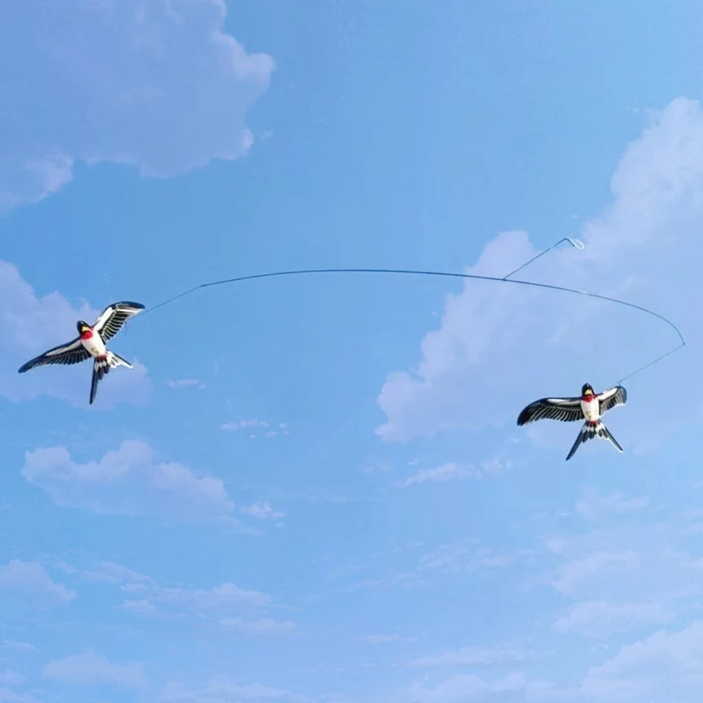 Mini Pole Swallow Kites for Adults - Dynamic Windsurfing Kites with Fishing Rod Line swallow kites