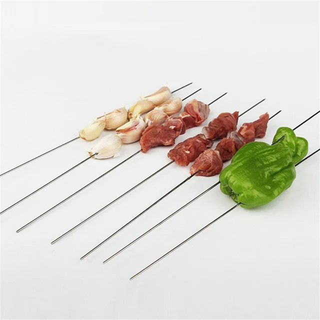 100Db Eldobható Grillező Jel Vasrács Tű Birka Nyárs Kerek Vasáru Viszontelfogadó Csomag Barbecue Edény - Image 4