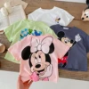 Disney Minnie Cute Baby Girls' T-shirt 2023 Summer Clothing Short Sleeve Cartoon Tees Tops Children Clothes Boys Mickey Tshirt 1