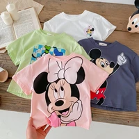 Disney Minnie Cute Baby Girls' T-shirt 2023 Summer Clothing Short Sleeve Cartoon Tees Tops Children Clothes Boys Mickey Tshirt 1