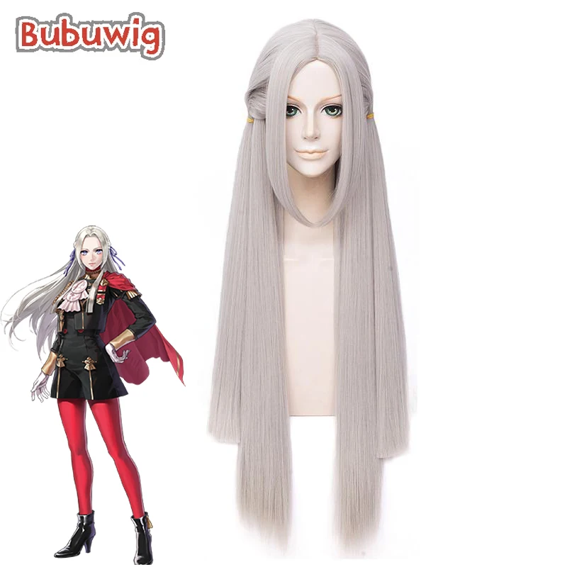 Bubuwig Synthetic Hair Edelgard Cosplay Wigs Fire Emblem: Three Houses Edelgard 100cm Long Straight Gray Wigs Heat Resistant fire emblem warriors three hopes [ae][nintendo switch английская версия]