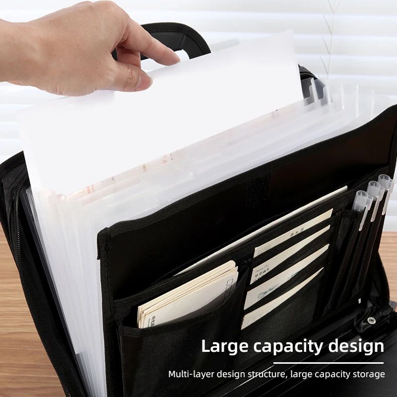 Top Grade Portable Briefcase A4 Zipper Waterproof Multi-layer Office Meeting Fashion Computer Bag laptop case
