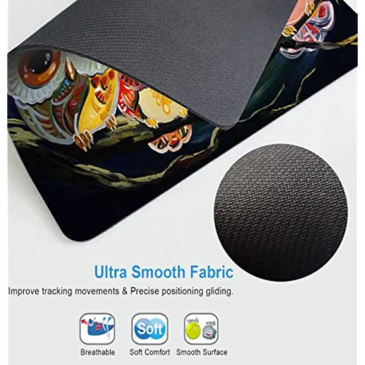 Cute Owl Mouse Pad Unique Design Anti-Slip Rubber Base Mouse Pad for Desktop Computer and Laptop Mouse Pad 9.5X7.9 Inch