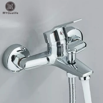 Rubinetto da bagno cromato Rubinetto per vasca da bagno Rubinetto per doccia fredda e calda con montaggio a parete 1