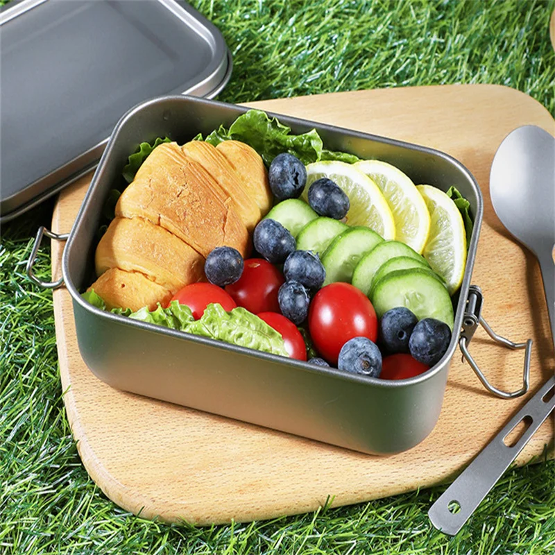 

Pure Titanium 800ml And 1200ml Outdoor Camping Picnic Lunch Box Travel Beach Tableware Refrigerator Storage To Work For Food