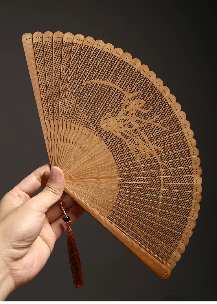 ZCBYBT Métal Bamboo Ventilateur Pliant en Alliage de Titane de Style Chinois Objet EDC, décoration de la Chambre Handicraft Kung Fu Fan 13 Pouces,B