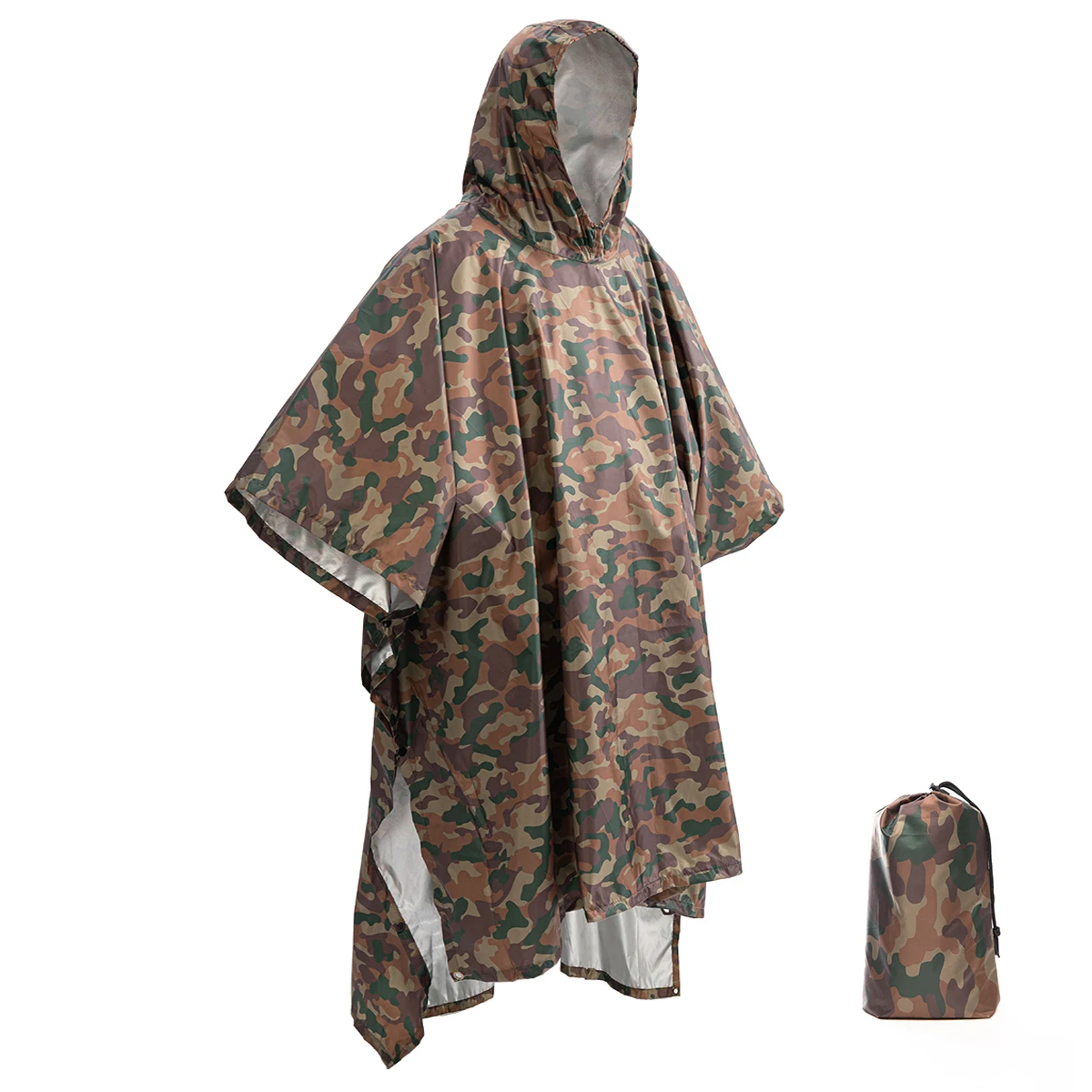 Waterproof Outdoor Camping Raincoat Hooded Poncho Hiking Camouflage Cape 3 Color 