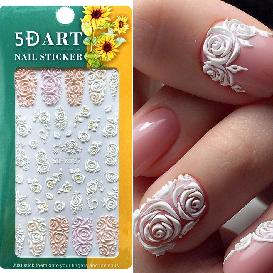 Elegant Floral Bridal Nail Stickers