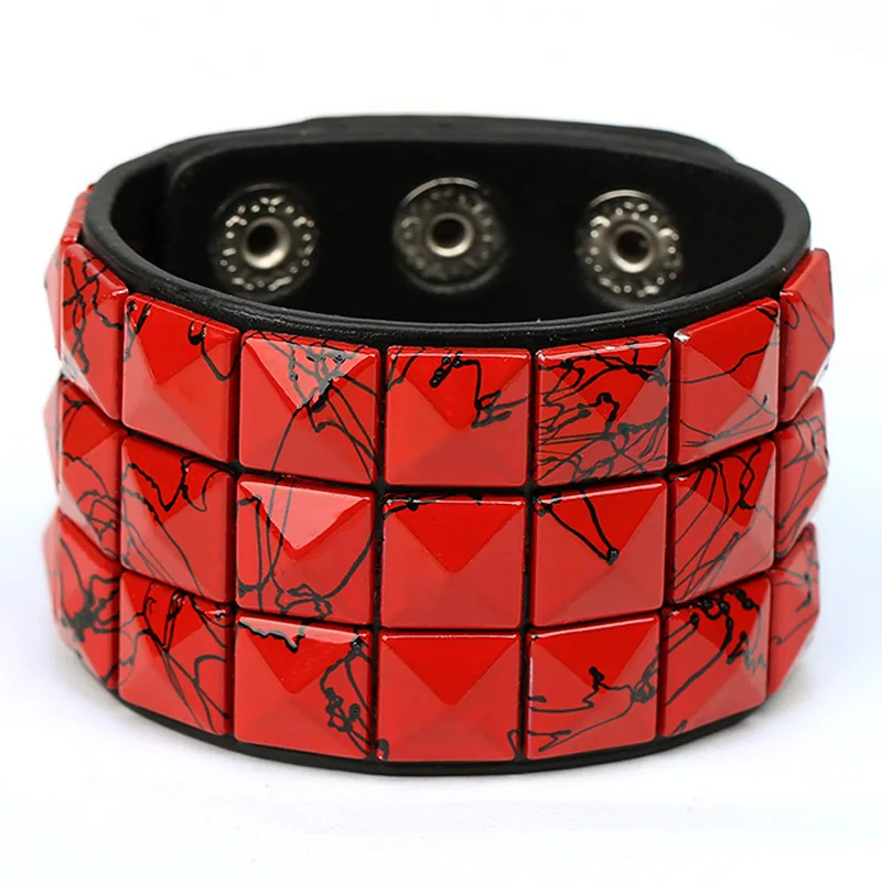 New Fashion Leather Button Adjustable Wide Bracelet Unisex Gothic Punk Bohemian Hip Hop Rock Men's And Women's Bracelet Jewelry 5