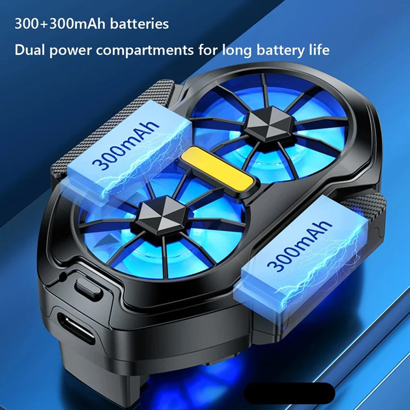 Phone Cooler Mobile Radiator Cell Phone Fan FS01 Dual Fan Rechargeable Mobile Phone Cooler Stronger Cooling Air Phone Radiator Mini Back Clip USB Radiator For 62-92mm
