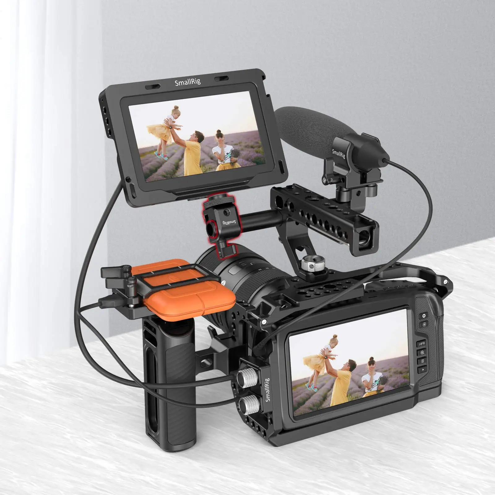 DSLR Rig System 15mm Rod Clamp with 1/4" Thread Hole to Attach Camera Microphone