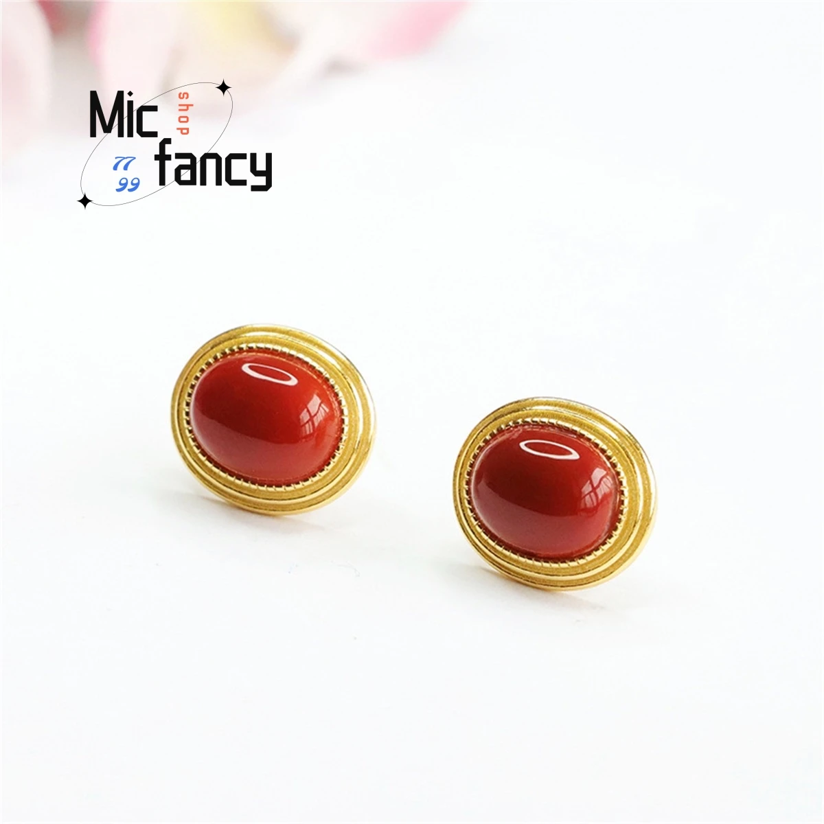 

Natural S925 Silver South Red Agate Earring Women Simple Generous Vintage Style Jewelry Personalized Charms Fashion Holiday Gift