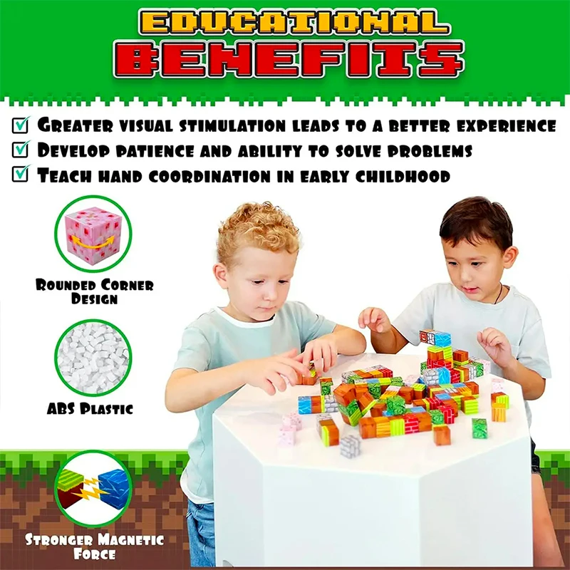 Kids Magnetic Building Blocks Mine Magnet World Set Boys and Girls Sensory Toy Toddlers Birthday Gifts Construction Toys