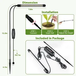 USB Powered Full Spectrum Grow Lamp with Adjustable Light and Clip (USB Grow Lamp)