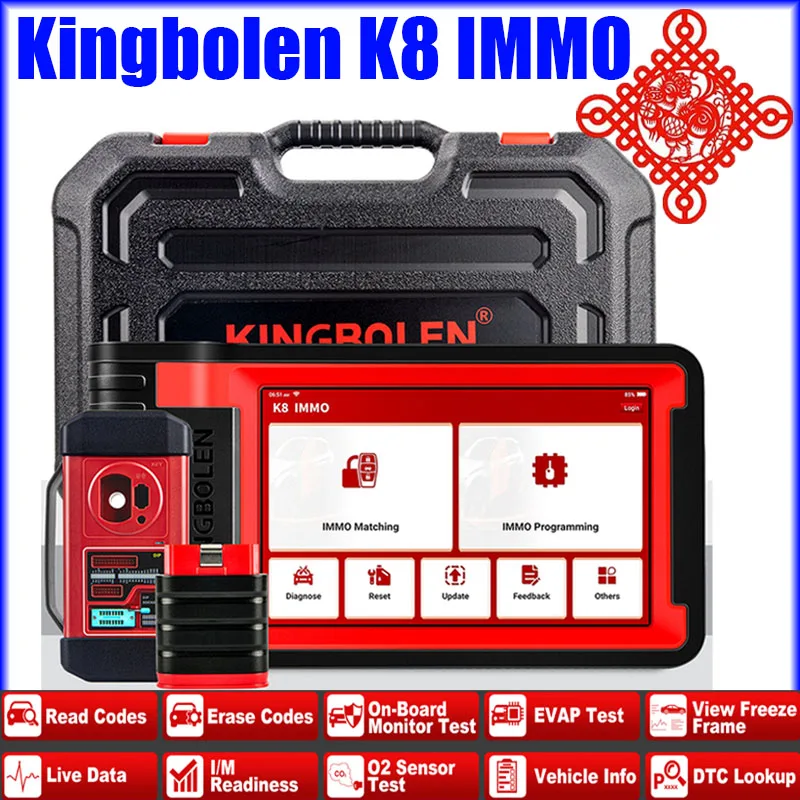 

Kingbolen K8 IMMO Key Matching Programming OBD2 Scan Tool, All Systems ECU Coding Bi-Directional Test Car Diagnositic Scanner