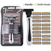 Shaver Men Razor Three Layer Stainless Blade Shaver Reusable Hair Removal Shaver Old Style With Lubricating Strip Manual Razor 1