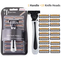 Shaver Men Razor Three Layer Stainless Blade Shaver Reusable Hair Removal Shaver Old Style With Lubricating Strip Manual Razor 1