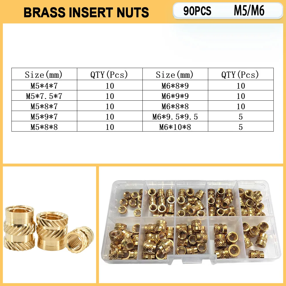 Injeção insere, Metric rosca latão, Kit de