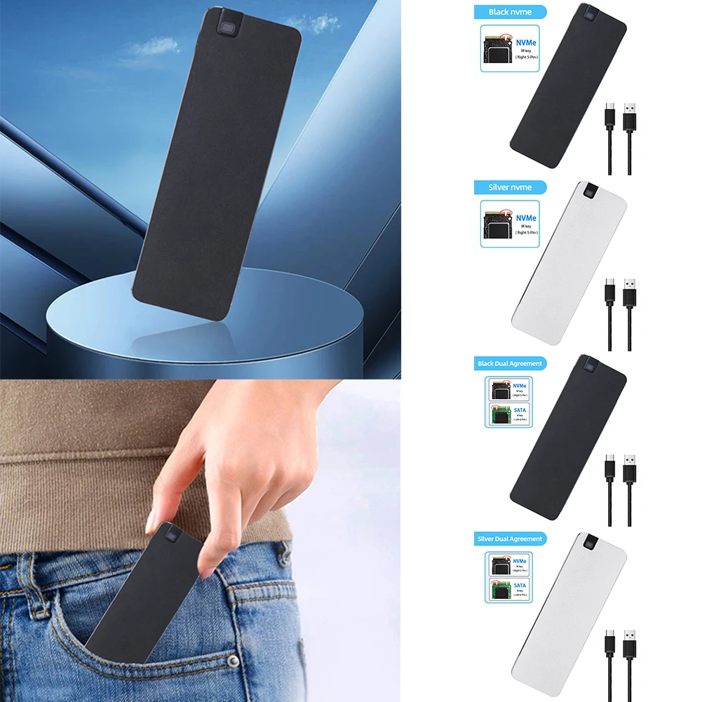 M.2 NVME NGFF SSD 케이스 솔리드 스테이트 드라이브 인클로저, USB 3.2 GEN2 SSD 인클로저, 금속 SSD 케이스, 2230, 2242, 2260/2280 SSD용