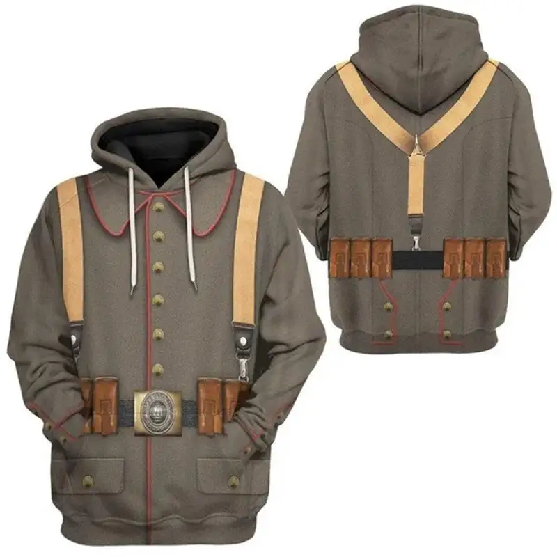 Ww1 Tedesco Solider Uniforme Pullover Con Cappuccio Militare Cosplay Felpa Con Cappuccio Da Uomo 3D British Flag Print Felpe Uk National Emblem Tops