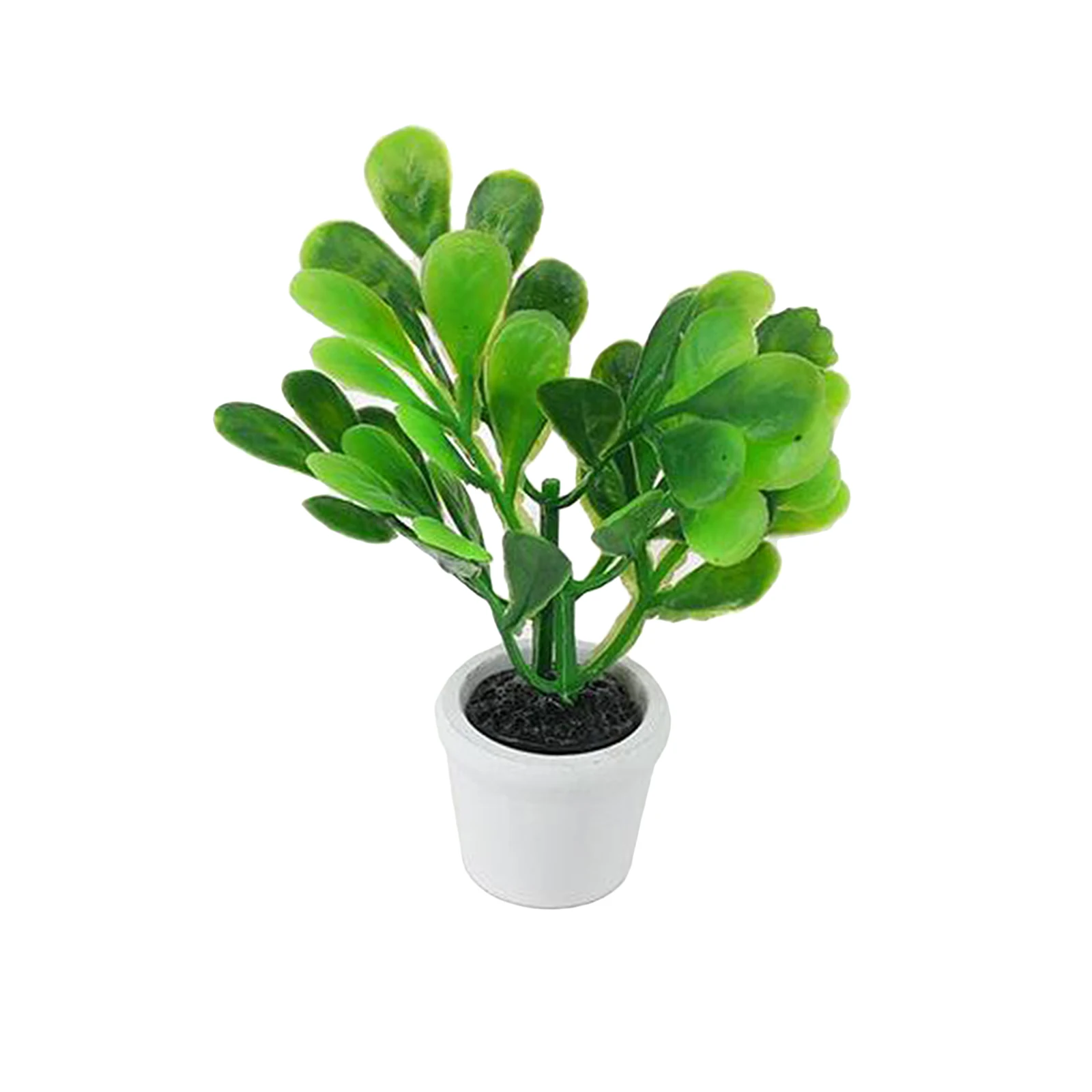 1/12 Dollhouse Home Decoration Clay Plant Tree Braziletto with Green Leaves 