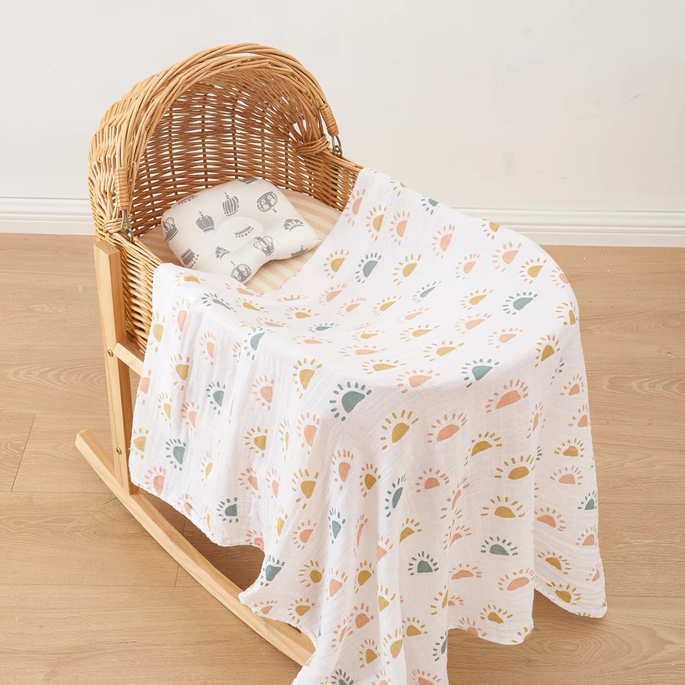 Elinfant Soft Print Newborn Wrap 120x110cm Bamboo Cotton Infant Quilt Stroller Cover Baby Muslin Swaddle Blanket