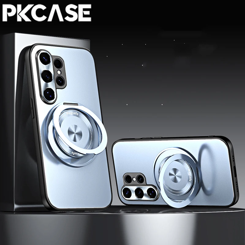 PKCASE 360° Rotating Ring Magnetic Phone Case with Matte Lens Protective Cover