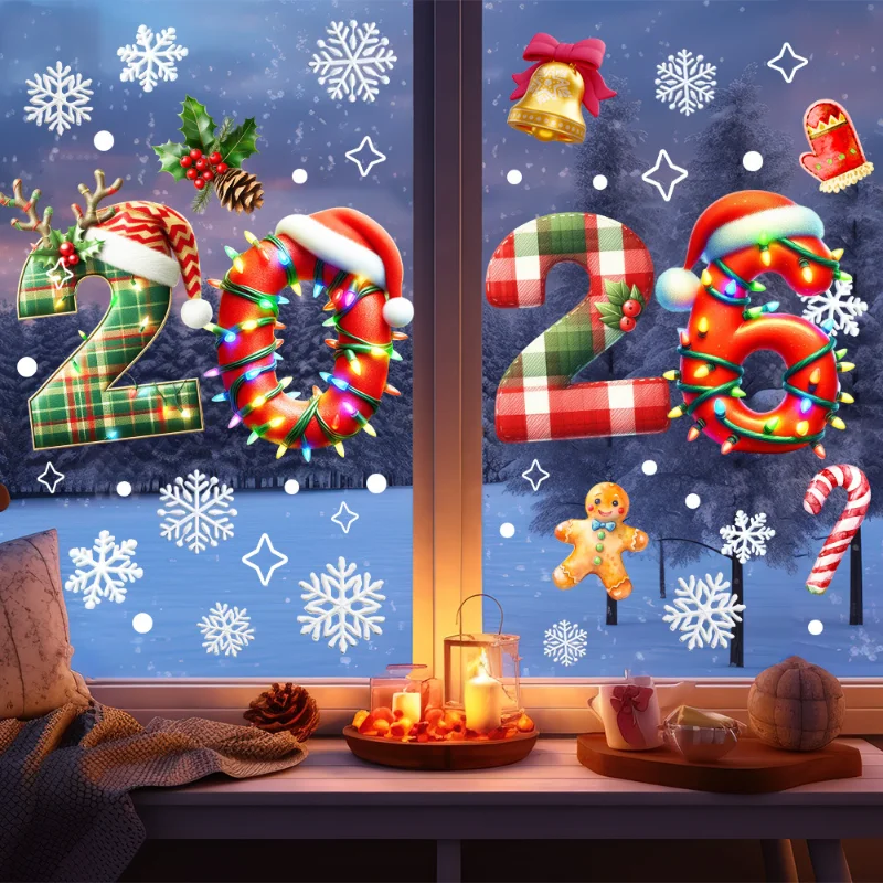 Christmas Window Stickers Christmas Wall Sticker Kid Room Wall Decals Merry Christmas Decorations for Home 2026 New Year Sticker