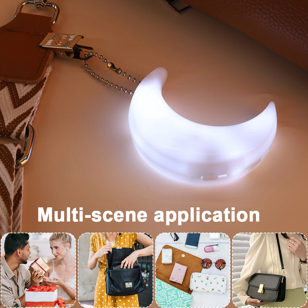 Moon Shape Handbag Light with Automatic Sensor Mini LED Bag Light with Clip Handbag Touch Lamp for Women Girls