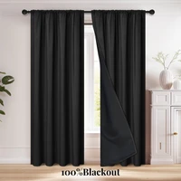 1pc 100% Blackout Curtain with Rod Pocket, Curtains for Living Room, Bedroom, Kitchen, Window Curtain, Drapes in Living Room 1