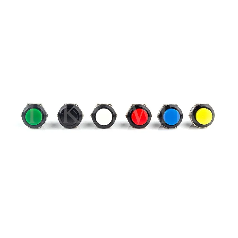 10 pcs R13-507 Momentary SPST NO Red Black White Yellow Green Blue Round Cap Push Button Switch AC 6A/125V 3A/250V 6color