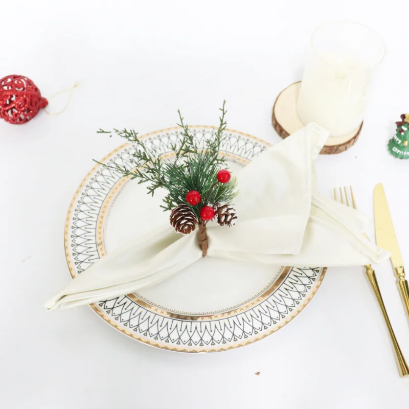 Christmas Party Dinner Napkin Rings Cypress Christmas Pine Needle Napkin Ring Xmas Family Party Napkin Ring Dinner Decoration