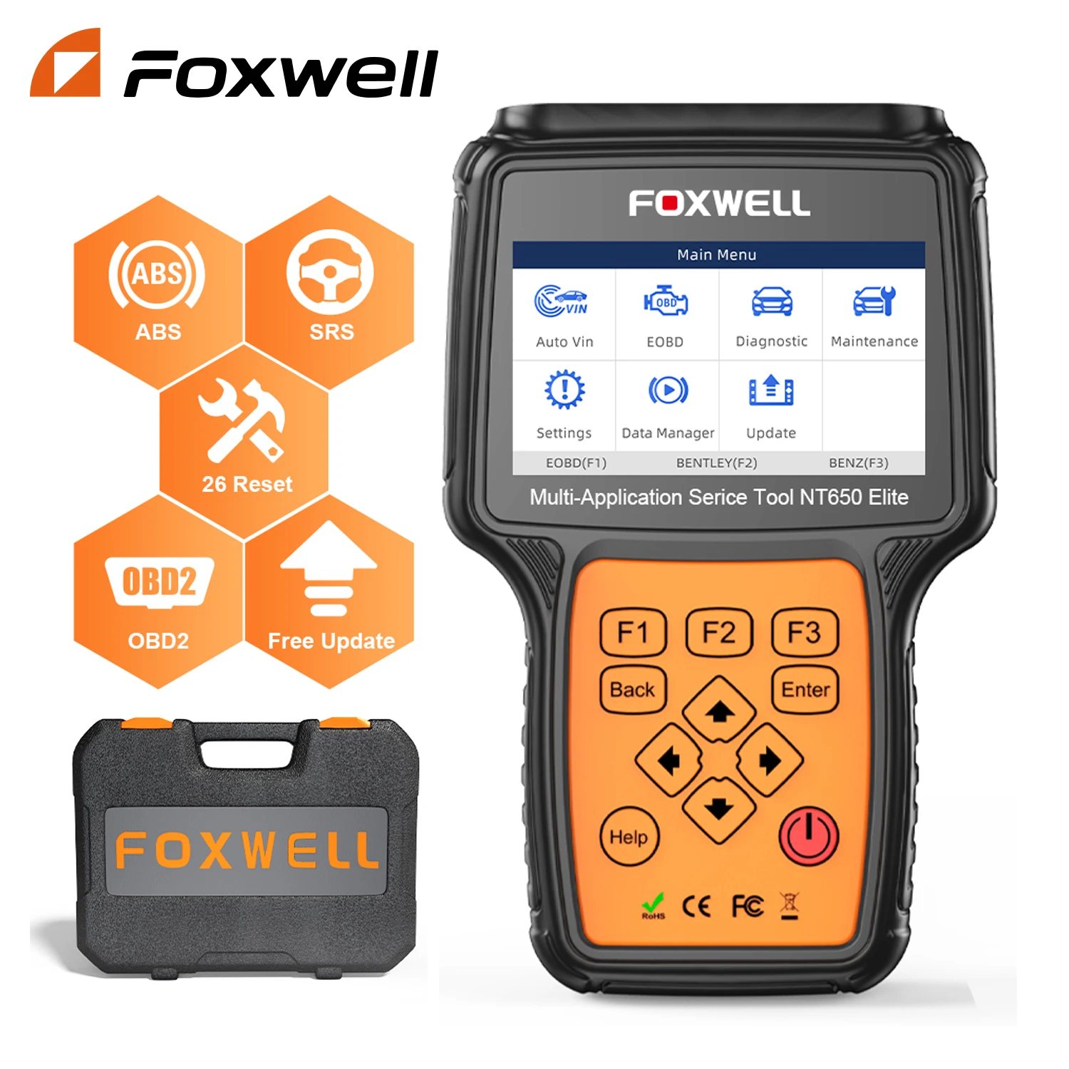 2024 Obd2 Scanner Foxwell Nt650 Elite Car Abs Srs Engine Code Scanner 26 Reset Auto Car Diagnostic Tool Obd2 Scanner Aggiornamento Gratuito