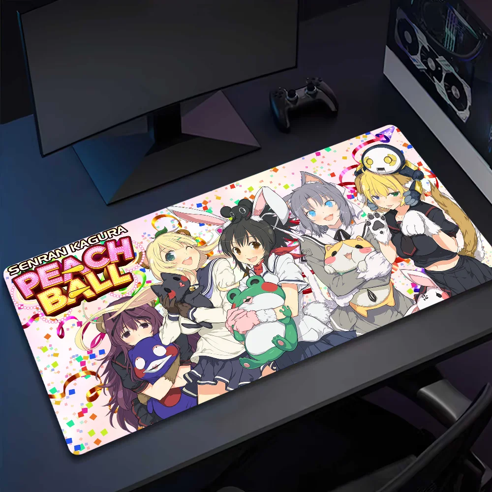 Game Senran Kagura Peach Ball Mousepad Computer Office Game Table Mats XXL Rubber Anti-slip Gaming Keyboard Long Desk Pads 3
