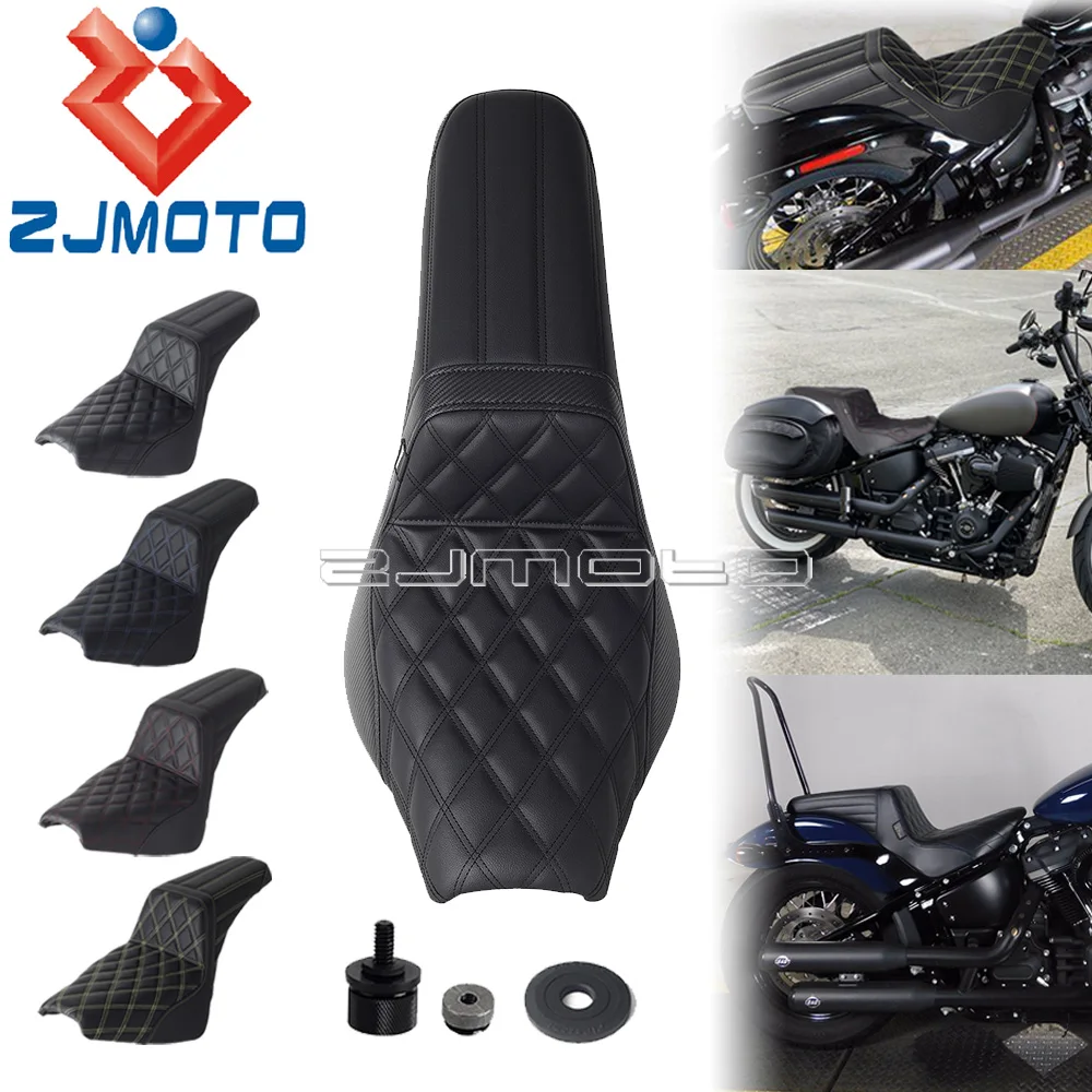 Nero/Blu/Rosso/Giallo Stitch Custom Two-Up Seats Cuscino In Gel Per Moto Per Harley Softail Fxbb Fxbbs Standard Fxst Deluxe 18-24