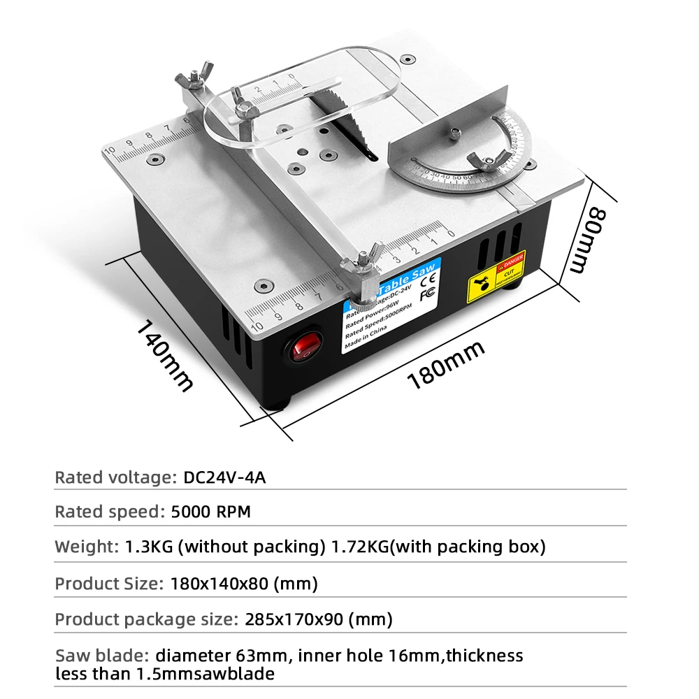 Table Saw 96W Adjustable Mini Multifunctional Table Saw Electric Desktop Household DIY Cutting Tool Woodworking Bench Lathe Cutter Machine
