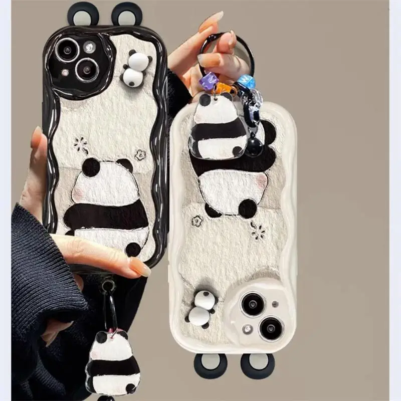 Custodia Per Telefono 3D Ear Panda Bear Per Samsung Galaxy S23 S24 Ultra S20 Fe S21 Plus A05 A05S A10 A11 J7 J2 Prime G530 Silicone Morbido