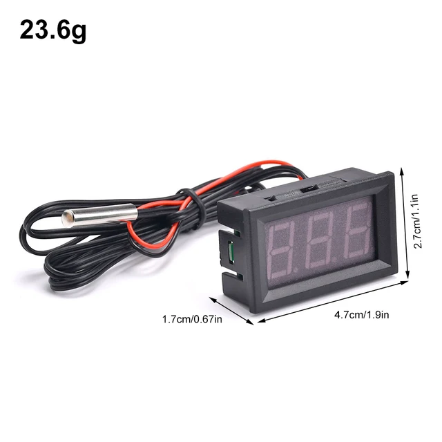 DC4~30V Miniature LED Digital Thermometer for Automotive Temperature Monitor with Temperature Probe, Measuring Range -50-120°C 5