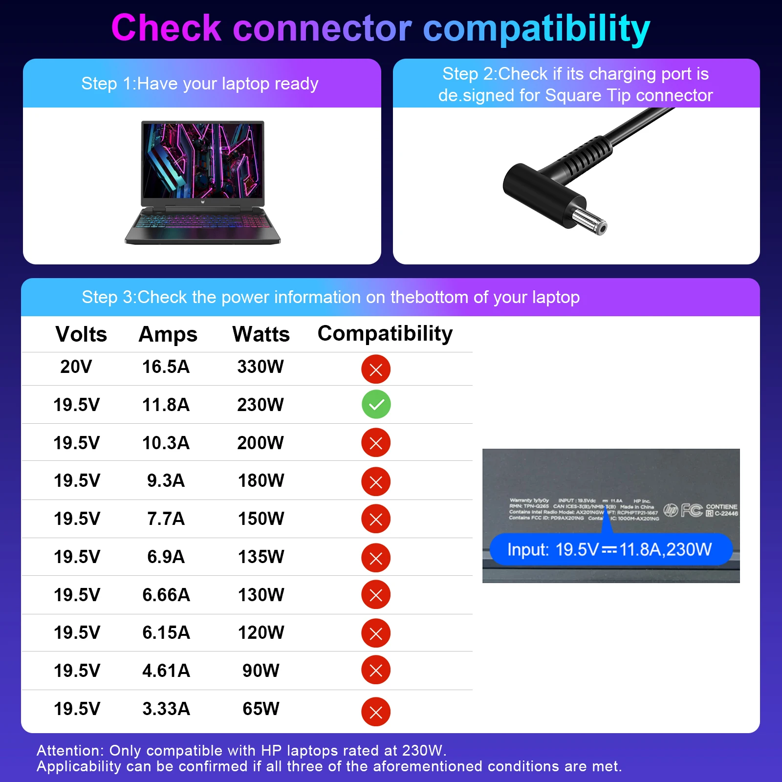 노트북용 330W GaN 충전기 XT60-DC 케이블 어댑터 400W 레노버, 아수스, 델, 에일리언웨어, HP, 에이서, MSI, 레이저 호환