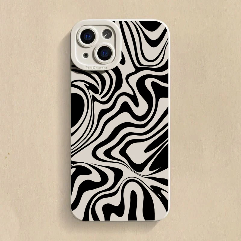 Black Wave Pattern Print TPU Soft Phone Case
