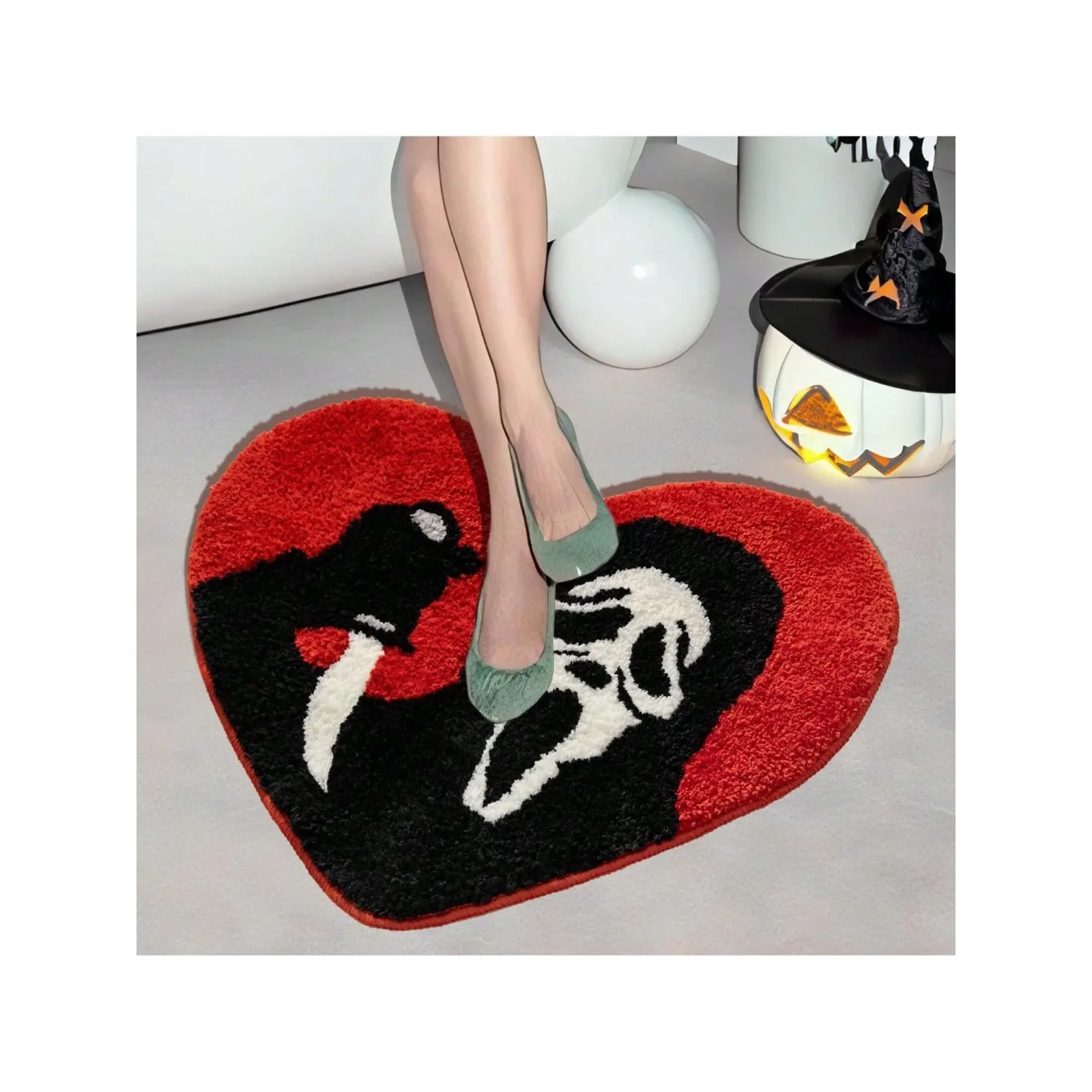 Nightmare Christmas Bath Mat Ultra Soft Absorbent Skull Rug Non Slip Backing Unique Red Black Halloween Decor Bathroom Washable halloween floor mat