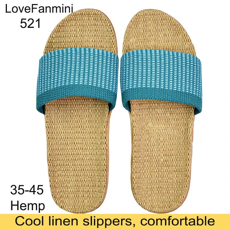 Natural linen slippers summer home indoor sandals men's women's unisex spring and autumn couples landing guests Non-slip