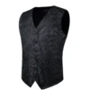 Suit Vest for Men Black Solid Paisley Wedding Prom Groom Jacquard Silk Waistcoat with Necktie for Tuxedo Men Clothing DiBanGu 4