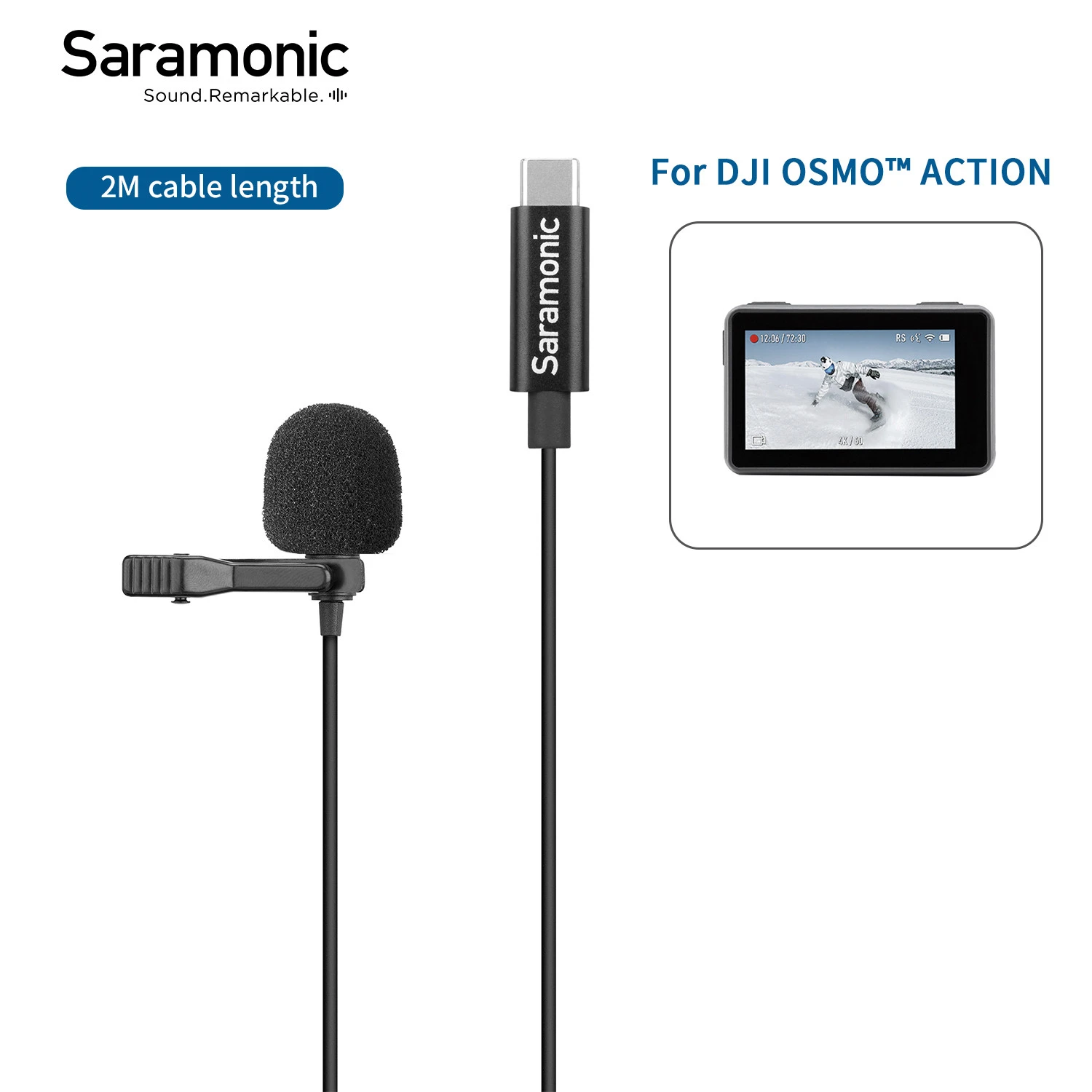 Saramonic LavMicro U3-OA Professional Condenser Lavalier Microphone with Typc-C Connector for DJI OSMO Action Blogger Vlogging