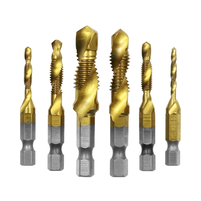 

High Speed Steel Tap Drill Bit Set Shank Composite Tap Set (6pcs) for Tapping Thread in Various Materials M3M10