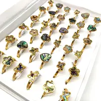 Wholesale 20Pcs /50pcs Flower Heart Charm Shell Mix Stainless Steel Rings Women Party Ring Wedding Jewelry 2