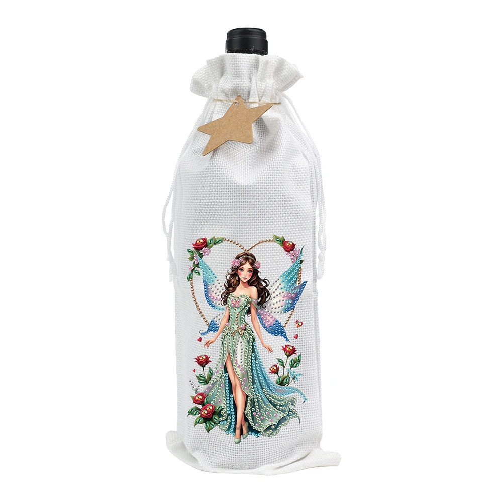 Diamond Painting Wine Bottle Bags Creative Diamond Painting Label Liquor Bottle Covers for Wedding Birthday Holiday