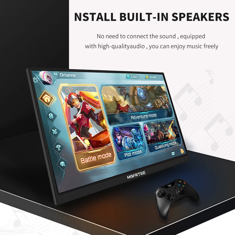 HGFRTEE 15.6 터치 스크린 휴대용 모니터 ADS-IPS 1920*1080P 300cd/m2 노트북 두 번째 화면 XBox 스위치 용 확장 디스플레이