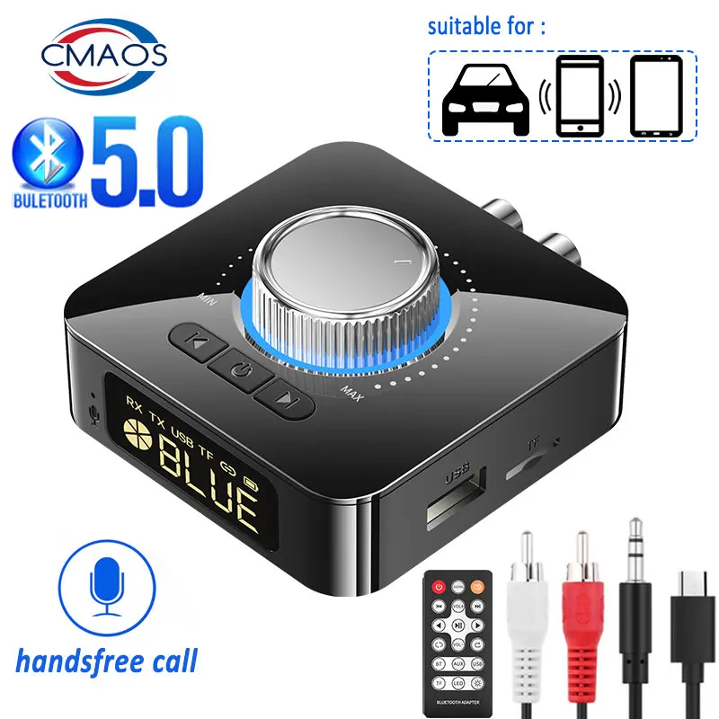 

Bluetooth Receiver Transmitter LED BT 5.0 Stereo AUX 3.5mm Jack RCA Handsfree Call TF U-Disk TV Car Kit Wireless Audio Adapter