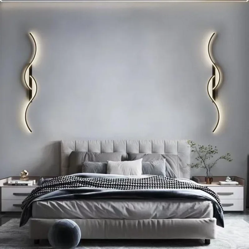Moderní LED zeď lampa domácí dekorace dlouhé svléknout se lehký pro ložnice u postele žití pokoj pohovka daleký ovládání LED příslušenství osvětlení lesk